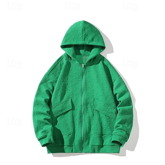 Full Zip Hoodie with Patchwork Design – Black, Green, and Gray, Casual Sportswear for Spring & Fall